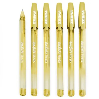 £3.99 • Buy Zebra Doodler'z Metallic Stick Ballpoint Pen - 1.0mm - Gold Ink - Pack Of 6