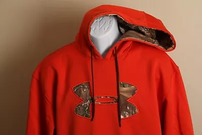 Under Armour Men's Orange With Camo Detail Hooded Sweatshirt Hoodie Medium M • $19.99