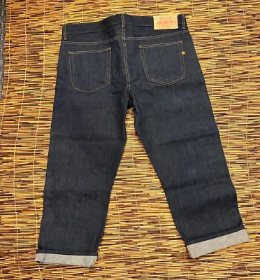 BRAVE STAR Mens Cuffed Dark Selvedge Denim STRONGMAN Jeans 40/25 • $98.99