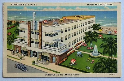 Somerset Hotel Miami Beach Florida Vintage 1951 Linen Postcard 6957 • $9.60