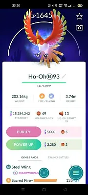 Shadow Ho-Oh Sacred Fire+ Pokemon Trade Go • $200