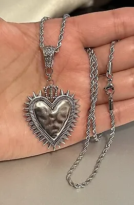 Sacred Heart NecklaceHeart NecklaceGothic Jewelry Memento MoriBurning Heart • $17.98