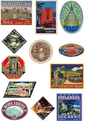 Vintage Style Travel Suitcase Luggage Labels Set Of 12 Vinyl Stickers Set 4 • £5.77