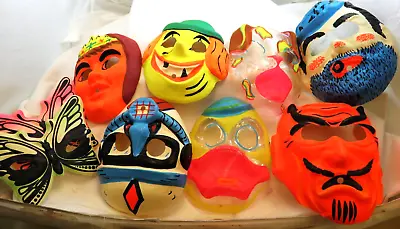 Vintage Lot 9 Assorted Plastic Halloween Children's Masks Butterflies & More • $77.49