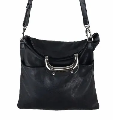 Maurizio Taiuti Convertible Black Soft Leather Handbag ITALY Adjustable Strap • $34.99