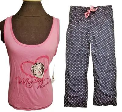 Marilyn Monroe 2 Piece Pajama Set PJ Heart Sparkle Tank & Lounge Pants LARGE NWT • $24.99