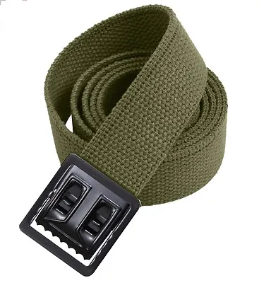 Belt Buckle Green Canvas Web Military Army Style Belt Black Buckle Marine 54   • $8.90