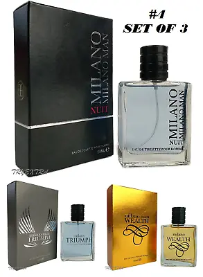 Set Of 3 Men's Perfume Milano Man Scent Fragrance  Eau De Toilette For Men Gift • £12.99