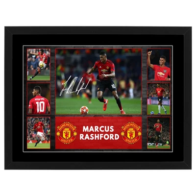 $79 • Buy Marcus Rashford Signed Framed Poster Manchester Ronaldo Messi Soccer Memorabilia