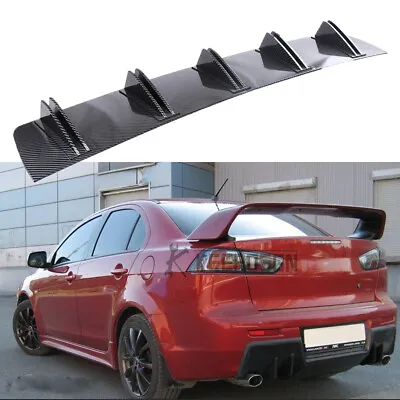 Carbon Style Car Rear Bumper Diffuser Shark Fins For Mitsubishi Lancer Evo 10 9 • $45.02