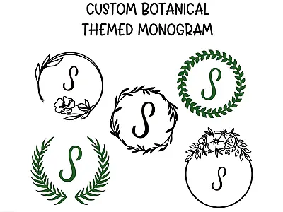 Custom Monogram Vinyl Decal Personalized Monogram Vinyl Decal Botanical Themed • $5.95