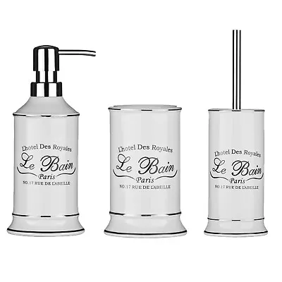 3pc Le Bain Lotion Soap Dispenser Tumbler Toilet Brush And Holder Bathroom Set • £34.95