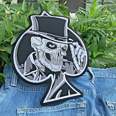 Skull Joker Patch Iron-On Sew-On Embroidered Applique 11 X 9 Inch XL XXL Badge • $32.16