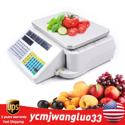 Commercial Digital Price Computing Scale 66 Lbs With Label Barcode Printer White • $299.25