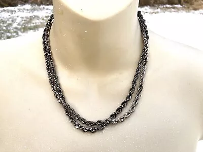 Vtg Sterling Silver Rope Chain Necklace- 36”  58.7g! - Gorgeous Patina! • $75