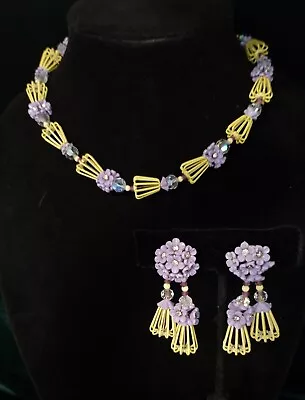 Vintage Vendome Set AB Crystal Statement Necklace And Earrings FREE SHIPPING  • $149.99