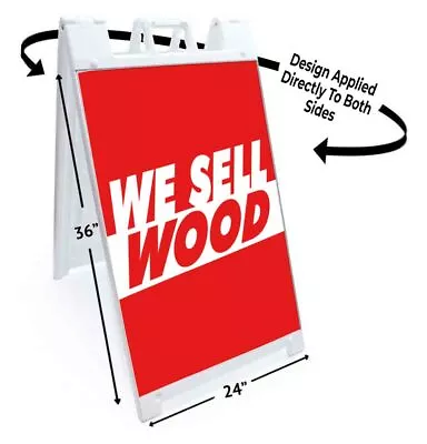 WE SELL WOOD Signicade 24x36 Aframe Sidewalk Sign Banner Decal FIRE GRILL • $128.20