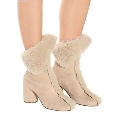 36.5 US 6.5 ❤️MAISON MARGIELA Beige Shearling Suede Leather Ankle Boots ITALY • $149