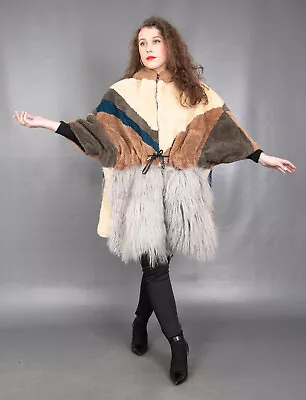 £98.85 • Buy 8406 New Glamorous Sheepskin Coat Luxury Fur Jacket Lamb Hood Beautiful Size 6xl