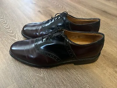 Size 10.5D Allen Edmonds Shelton Burgundy & Black Saddle Oxfords 8271 • $30.80