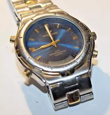 Vintage Men's Waltham Sports Blue Face Dual Time Quartz Watch  • $16.99