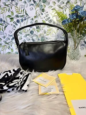 Marc Jacobs The Pushlock Mini Hobo Bag Black Soft Leather With Silver Buckle EUC • $165