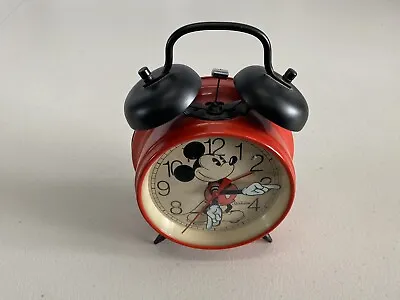 Vintage Sunbeam Disney Mickey Mouse Retro Wind-Up Red Bell Desk Alarm Clock • $19.99