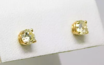 14 Kt Yellow Gold Pair Of 4.5 Mm Diamond Stud Pierced 4 Prong Earrings B4847 • $591