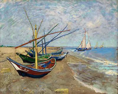 Fishing Boats On The Beach At Saintes-Maries By Vincent Van Gogh Art Print • $11.95