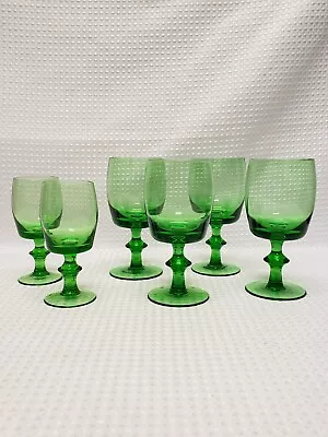 Vintage Green Bamboo Stemmed Drinking Glasses (6) • $20