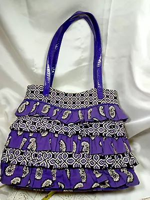 Vera Bradley Simply Violet Cha Cha Tiered Ruffle Purse Shoulder Bag Paisley • $14