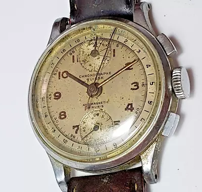 Vintage CHRONOGRAPH SWISS Mechanical 170 VENUS WRIST WATCH PARTS OR REPAIR RARE • $10.50