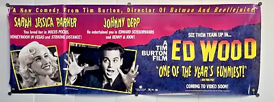 1994 Tim Burtons Ed Wood Original Rolled 6' X 2' Vinyl Video Store Banner • $114.95