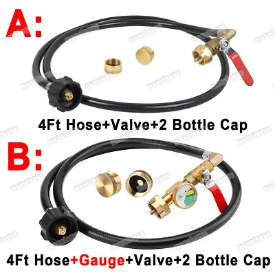 Propane Refill Adapter / Hose With ON-Off Control Valve For 1Lb To 20Lb Gas Tank • $29.99