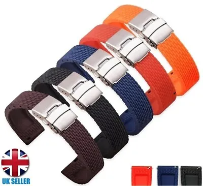 £5.99 • Buy Silicone Rubber Sport Watch Strap Black Brown Red Orange Navy Blue 18-20-22-24mm