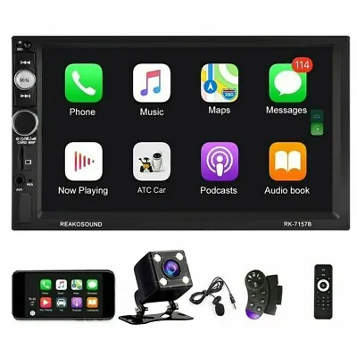 $73.99 • Buy Double 2Din Car Stereo Radio Apple/Android Car Play BT 7  Touch Screen + Camera
