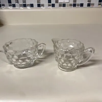 Vintage Glass Fostoria American Cube Handled Sugar Dish Bowl Without Lid Creamer • $7