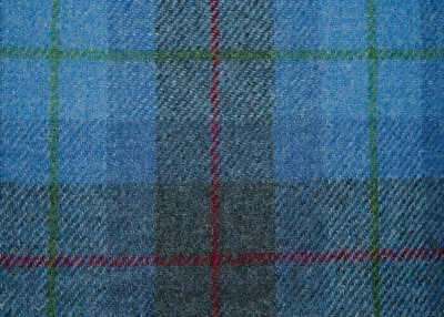 Genuine Harris Tweed Remnant With Orb Label - Blue And Grey Tartan Check • £19.07