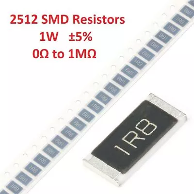 10PCS 1W 2512 SMD/SMT Chip Resistors ±5% 0R 3.3R 39R 360R 5.1KR 470KR To 1MR/Ohm • $2.82