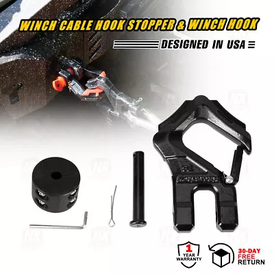 Clevis Slip Hook And 8T Rubber Stopper Set For Synthetic Winch Rope For ATV UTV • $26.99