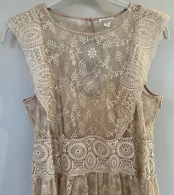 NWT Sundance Catalog Sleeveless Long Champagne Lace “Faythe Dress” Size PM $268 • $49.99