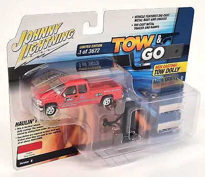 Johnny Lightning 1/64 2002 Chevy Silverado + Tow Dolly Red Diecast Model Car • $42.40