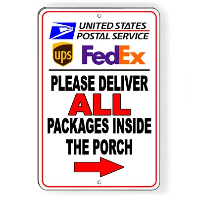  Deliver Packages Inside Porch Arrow Right Sign Or Decal 6 Sizes Delivery I289 • $11.03