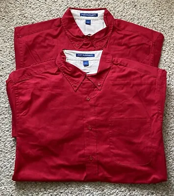 Lot Of 2 NWOT Port Authority Button Down Red Long Sleeve Shirts - Size L • $13.99