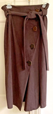 $15 • Buy ZARA BASIC WOMENS SKIRT BUTTON DOWN SIZE Medium Brown Self Belt