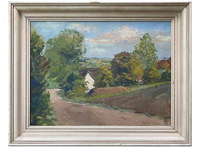 Impressionist Scene Oil On Canvas 'White Cottage In The Countryside' - C1930 • £45