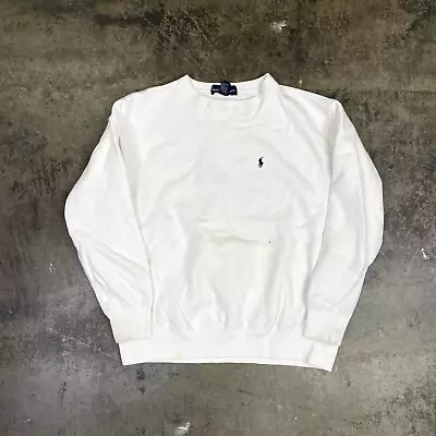 £30 • Buy Ralph Lauren Polo Sweatshirt Crew Neck Sports 90s Sweater White Mens Large