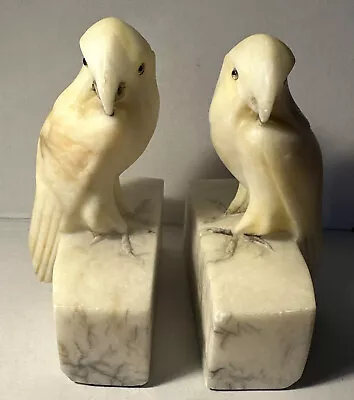 Bird Bookends Alabaster Marble Italy Vintage Parrot Bookends Ends • $65