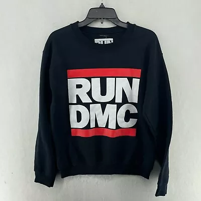 Vintage Run DMC Sweatshirt Women's Sz S Black Logo Printed Crew Neck Oversized • $11.38