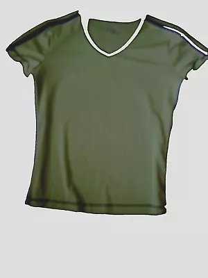 NWOT Made For Life Woman's Short Sl  V-Neck Athletic Top Light Green Sz: PM • $10.99